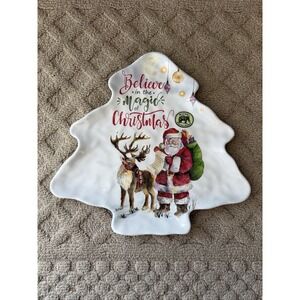 Michel Design Works Melamine Christmas Tree Plate ~Believe in Magic of Christmas